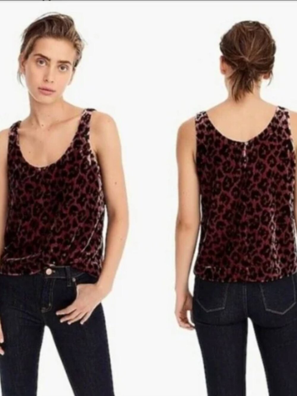 J.Crew Always Pink Black Leopard Print Sleeveless Tank Top Size 2